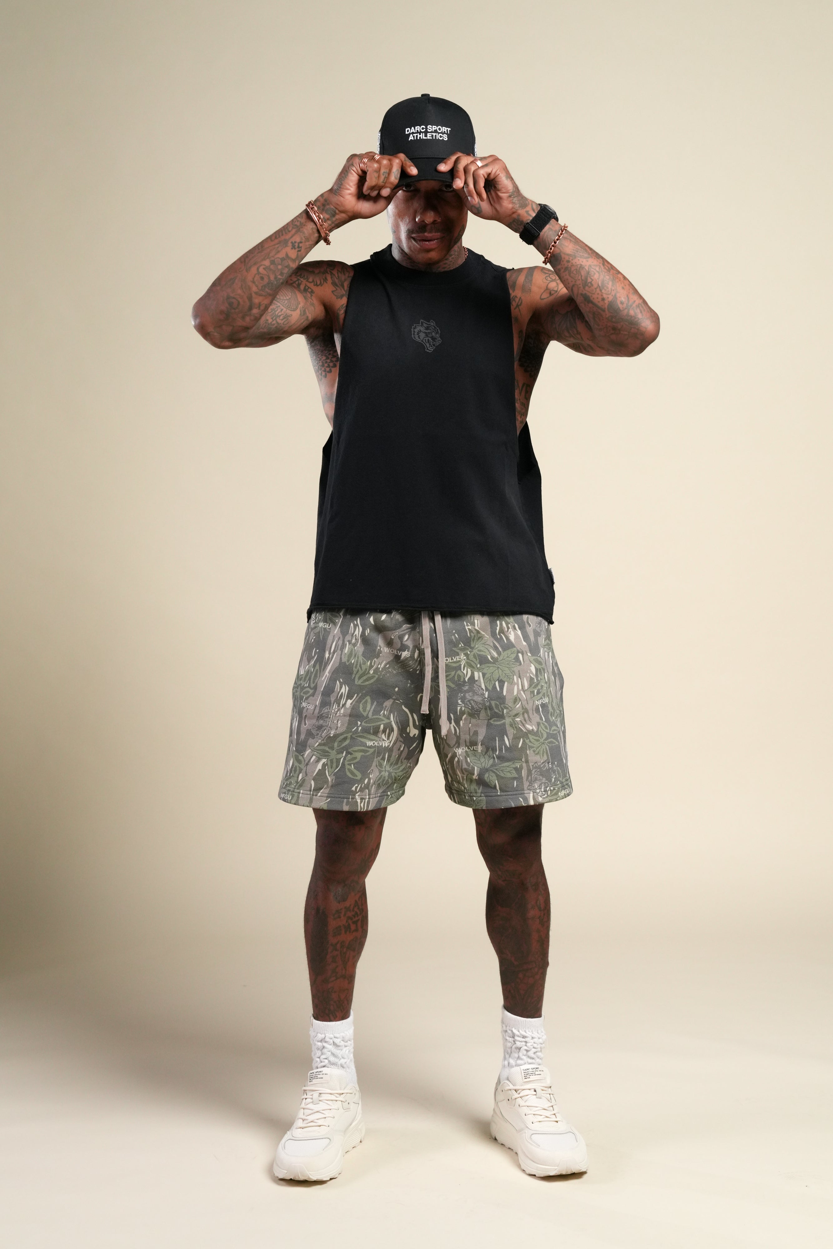 Loyalty Forever Grunge Raw Cropped "Tommy" Muscle Tee  in Black Sun Fade/Black