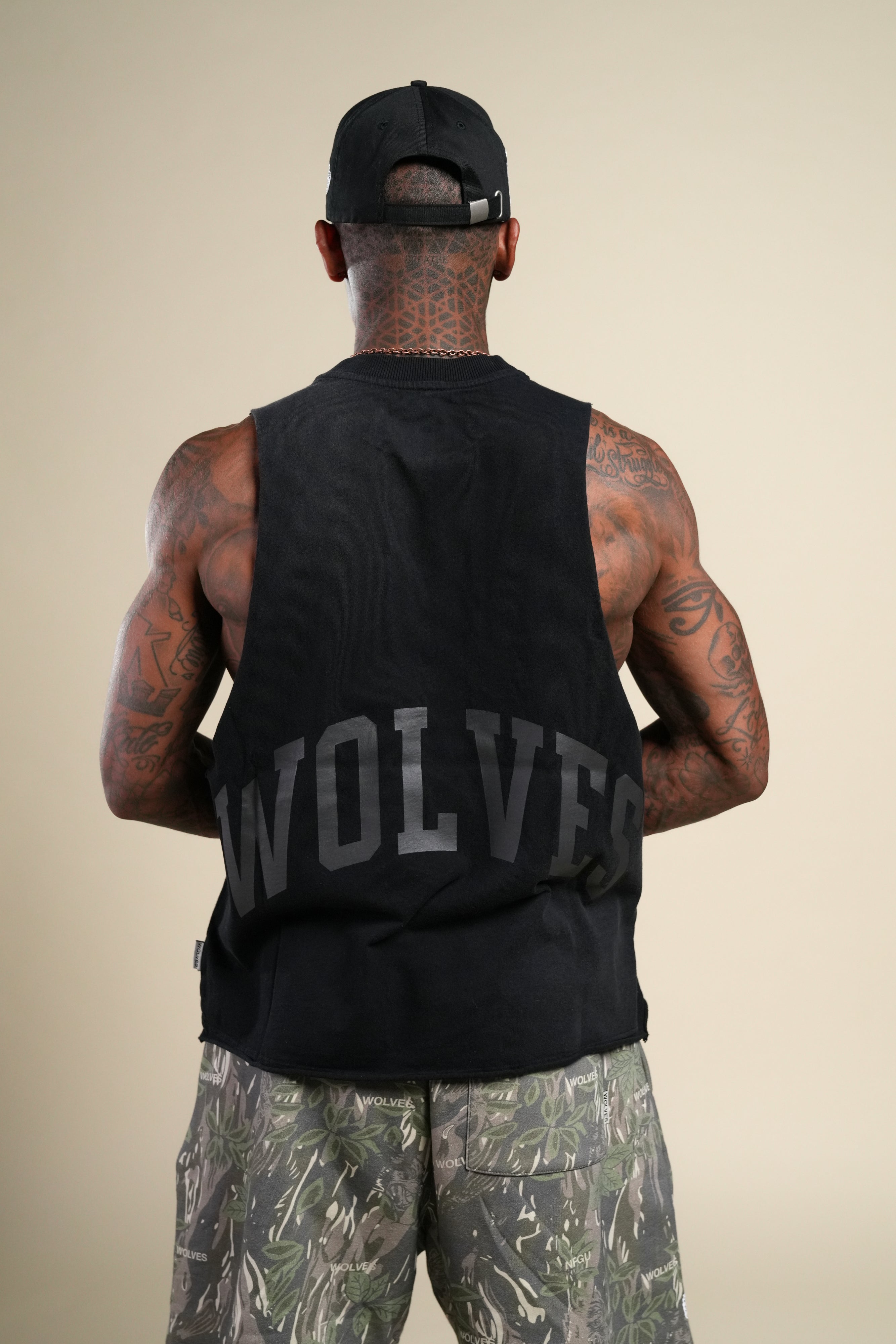 Loyalty Forever Grunge Raw Cropped "Tommy" Muscle Tee  in Black Sun Fade/Black