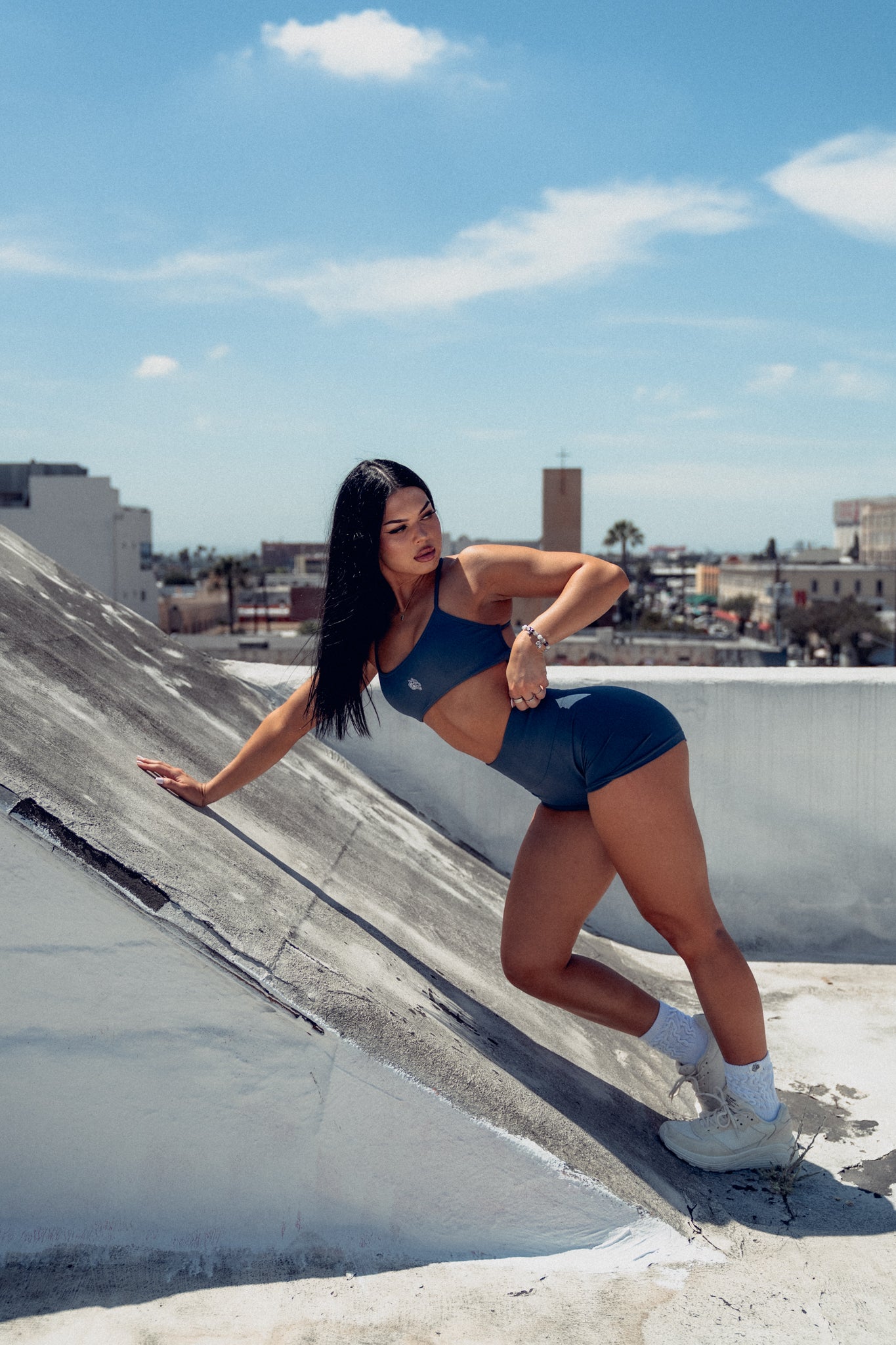 Wolf "Stella" Soft Seamless Shorts in Washed Denim