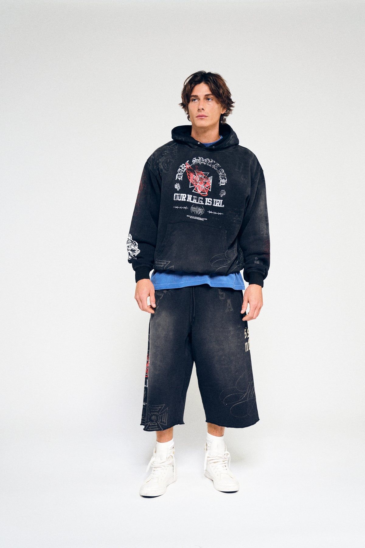 IRL Capri Sweat Pants In Black Super Sun Fade