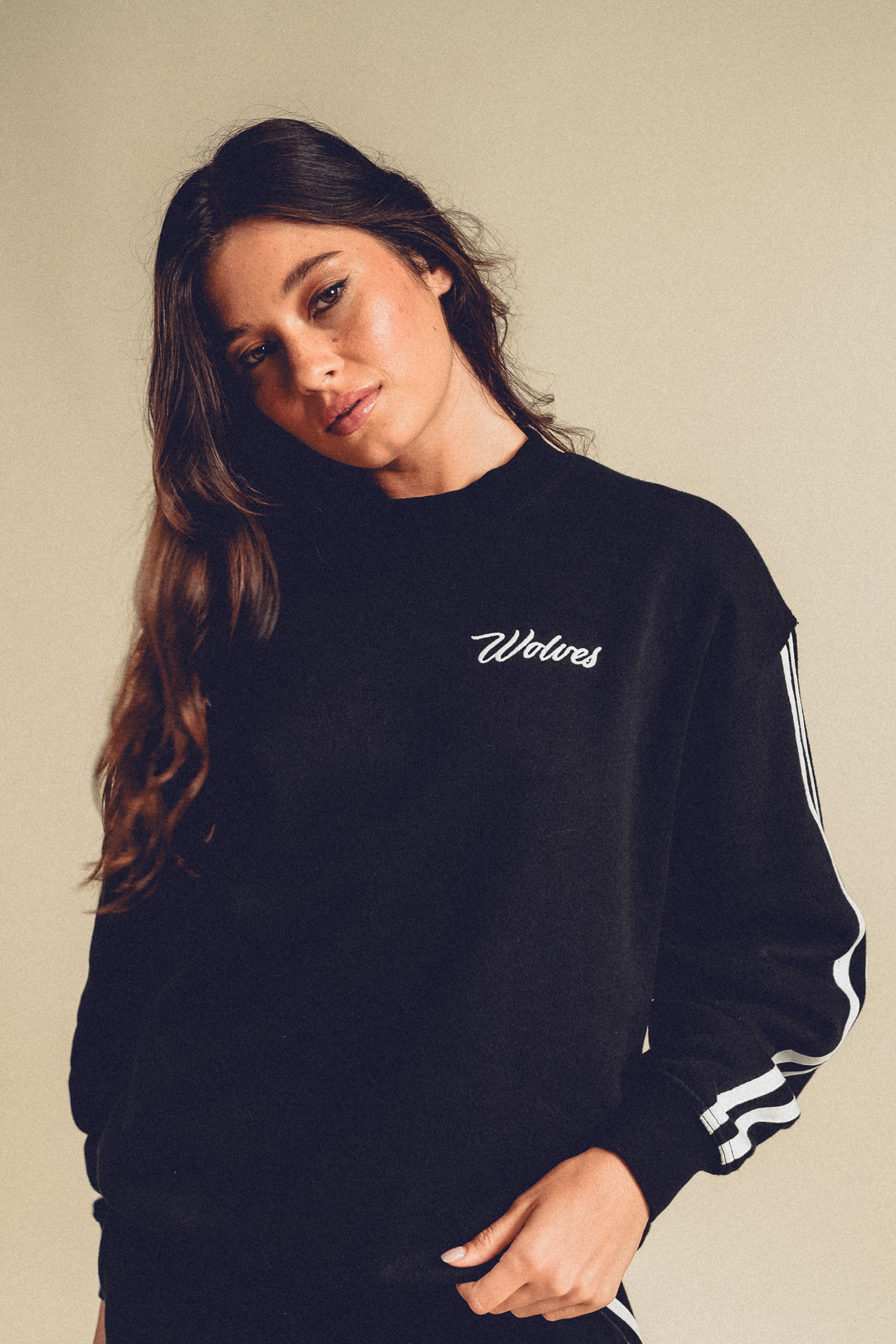 Cursive Wolves Premium Stripe London Crewneck